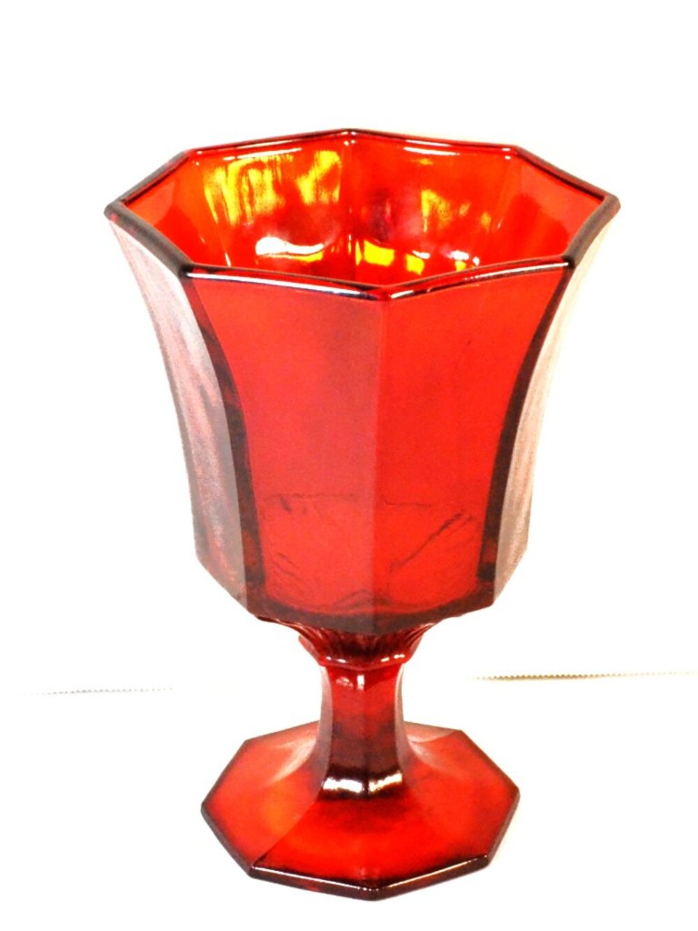 Pair Of Ruby Red Octagon Shape Glass Decor Accent - Picture 2 of 3
